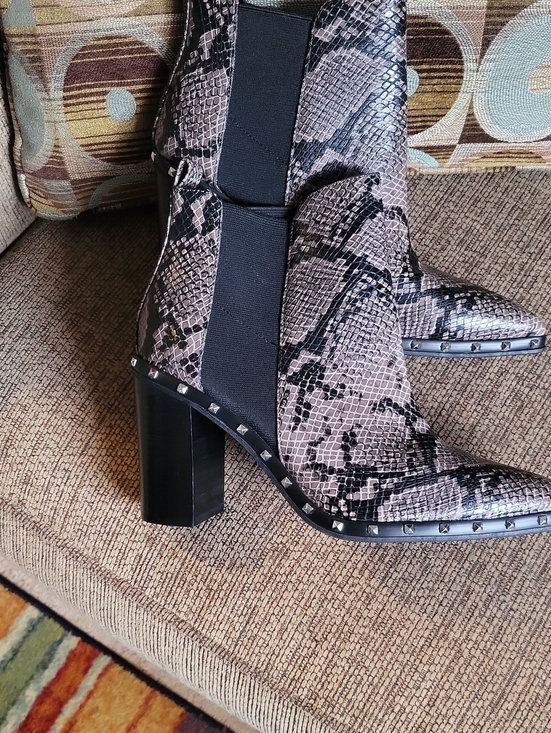 Charles By Charles David Shoes - Women's Snake-Print Block Heel Ankle Boots - Black/Taupe